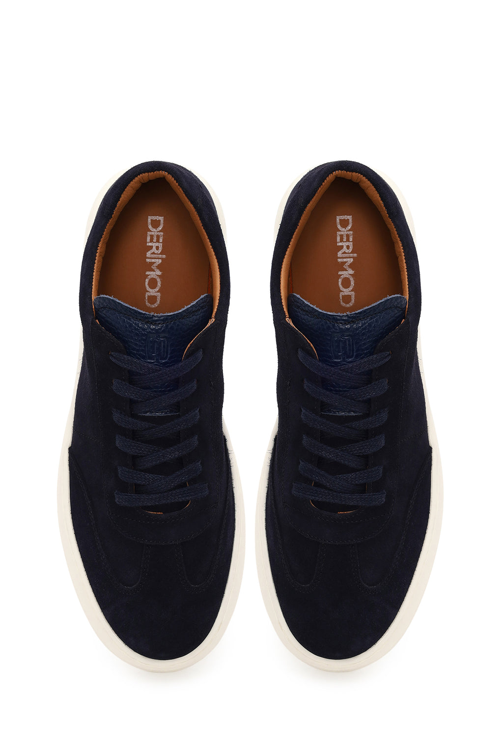 Erkek Lacivert Bağcıklı Kalın Tabanlı Süet Deri Sneaker