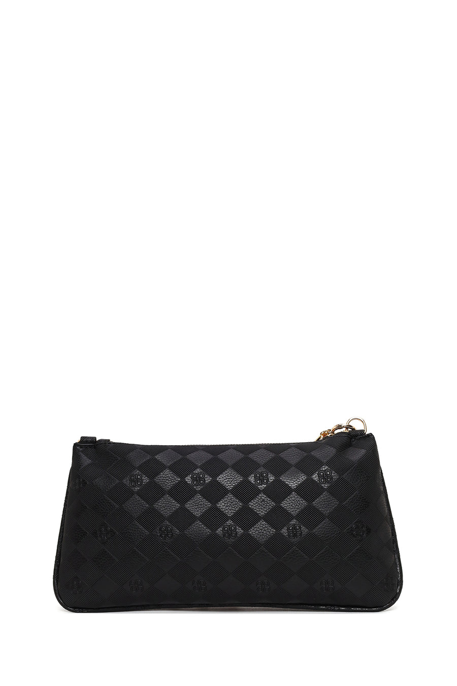 Woman Black Long-Strap Printed Clutch Bag