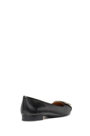 Geox Women's Black Charyssa Buckle Detailed Leather Ballerinas | Derimod