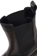 Woman Black Thick-Heeled Leather Chelsea Boots | Derimod