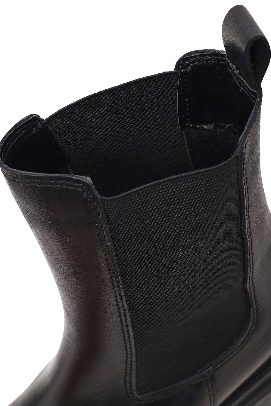 Woman Black Thick-Heeled Leather Chelsea Boots