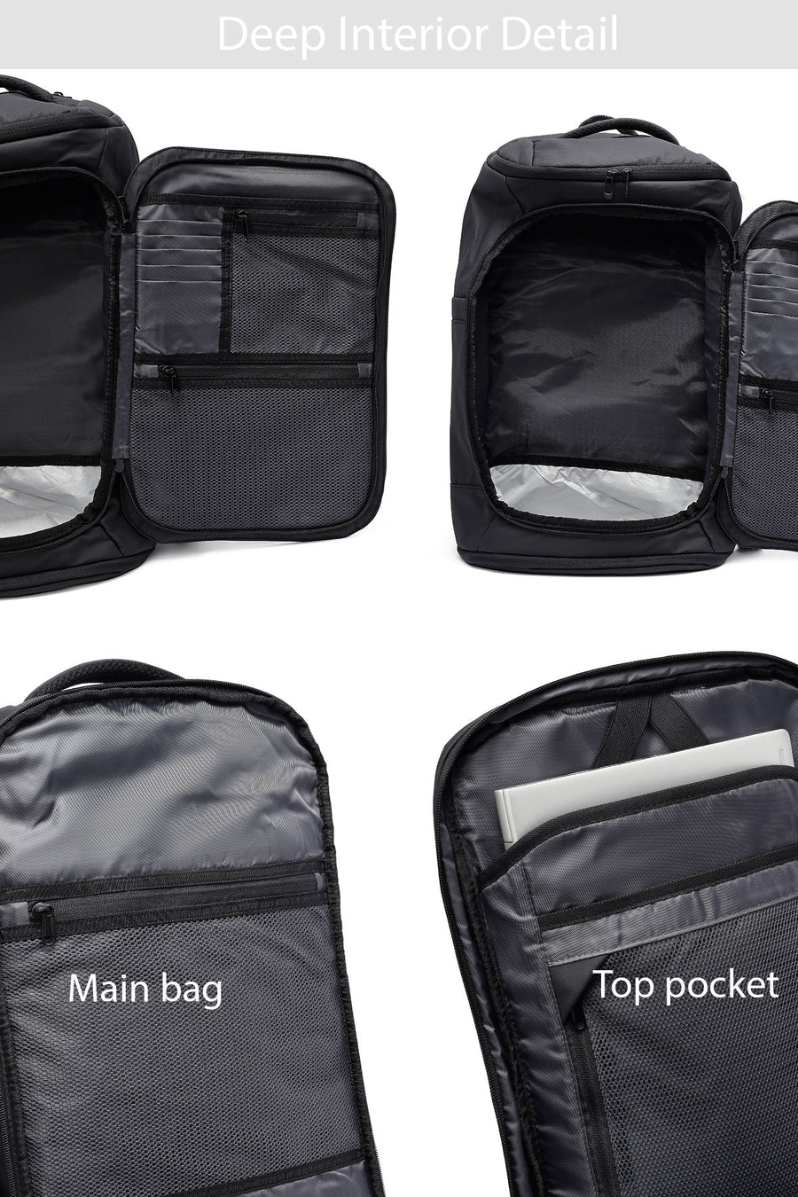 D-Pack Unisex Black Fabric Backpack