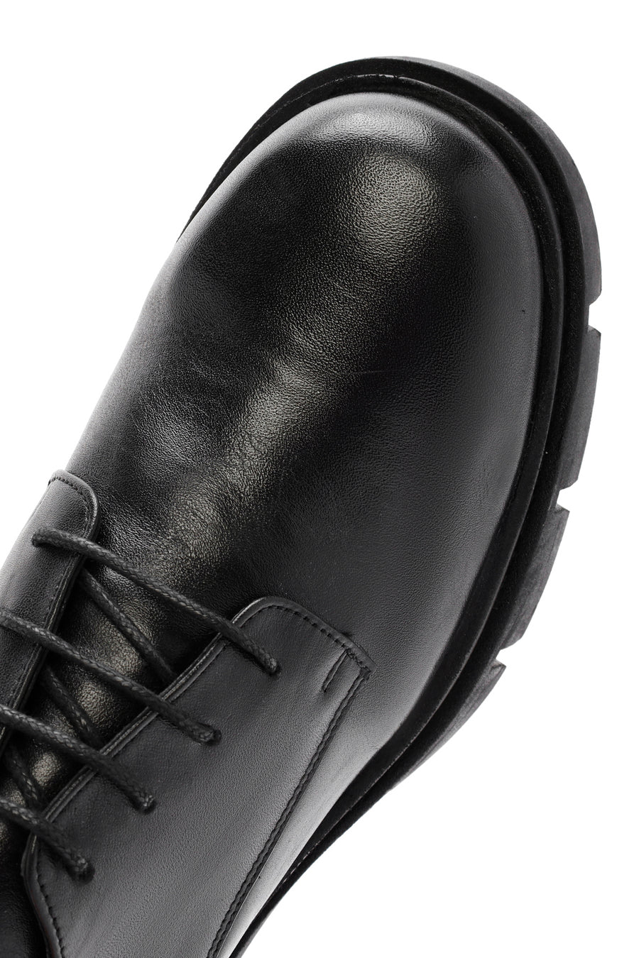 Women's Black Lace-Up Thick Heel Leather Masculine Classic Shoes