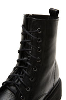 Women's Black Thick Soled Leather Boots | Derimod