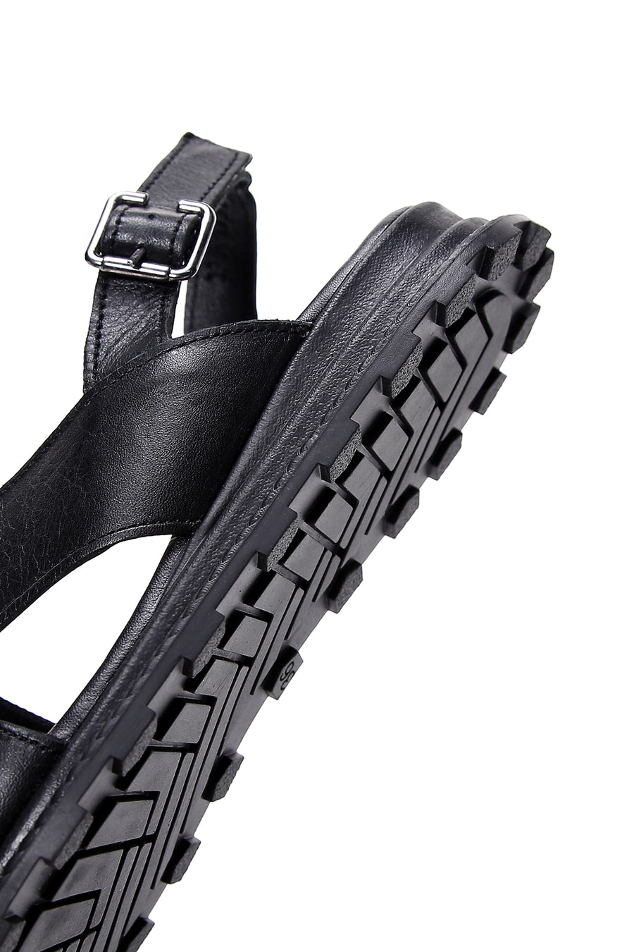 Women's Black Buckled Leather Sandals