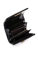 Women's Black Patent Leather Wallet | Derimod