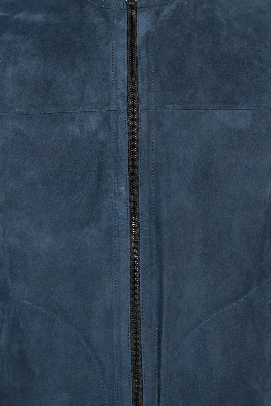 Clint Male Navy Mandarin Collar Reversible Suede Leather Jacket