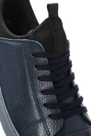 Men's Navy Blue Leather Sneaker | Derimod