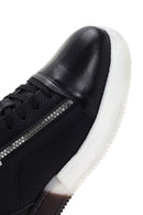 Men's Black Thick Soled Leather Sneaker | Derimod