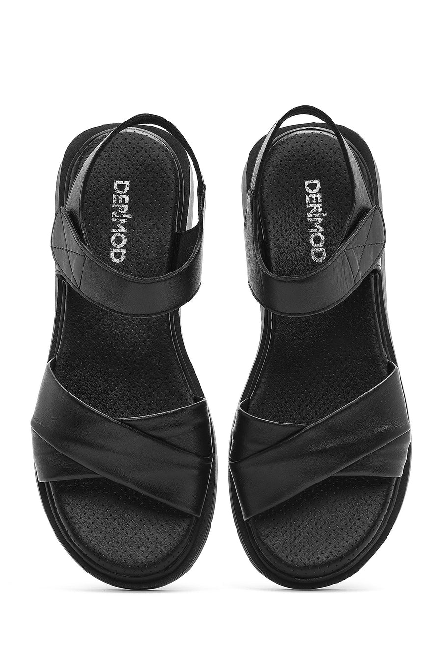 Women's Black Strappy Leather Sandals