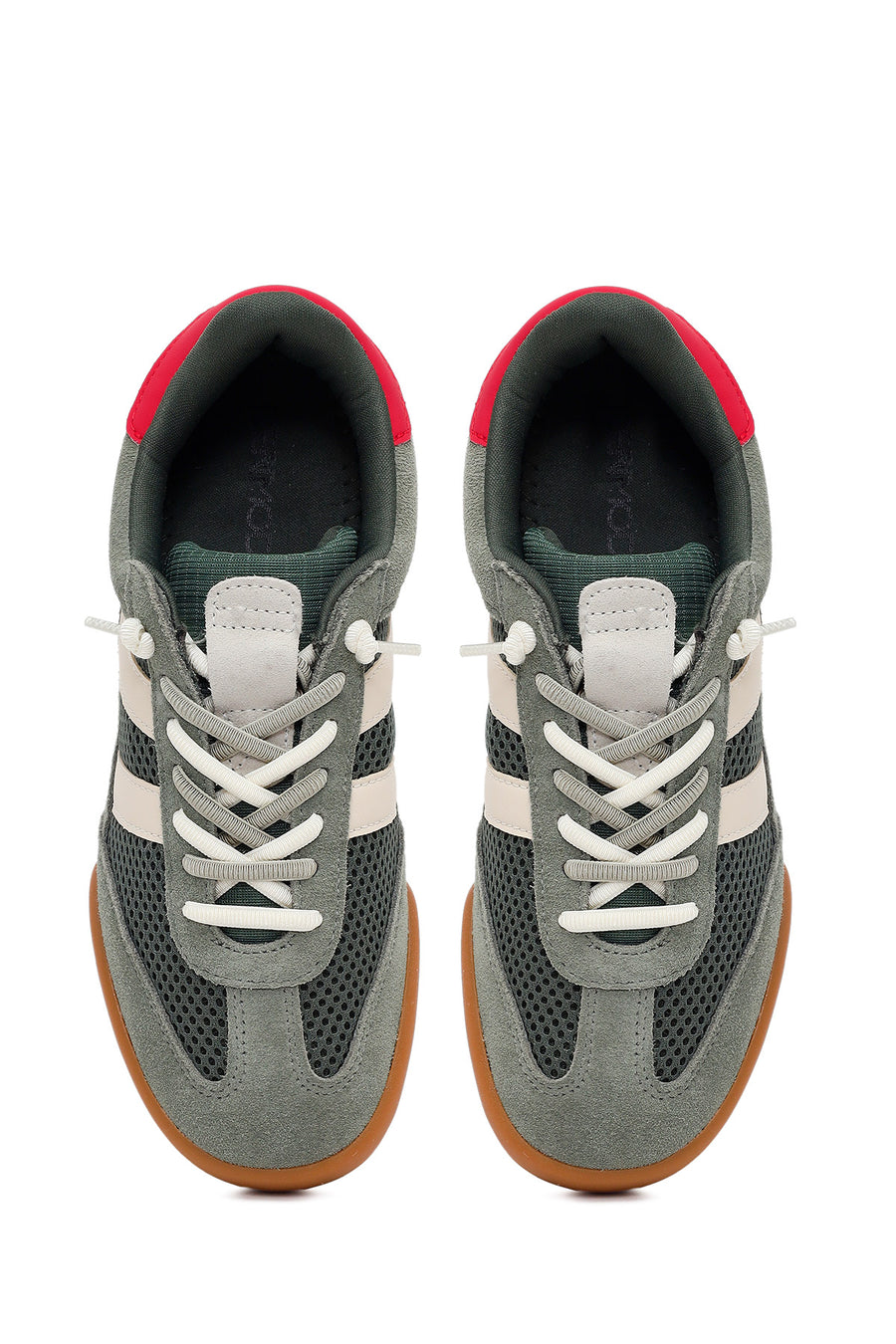 Women's Green Lace-up Leather Sneaker