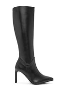 Women's Black Zippered Thin Heeled Boots | Derimod