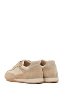 Woman Beige Lace-up Suede Leather Sneaker | Derimod