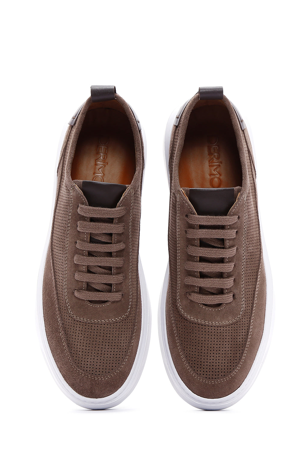 Erkek Vizon Bağcıklı Süet Deri Sneaker