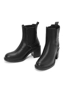 Women's Black Thick Heeled Leather Chelsea Boots | Derimod