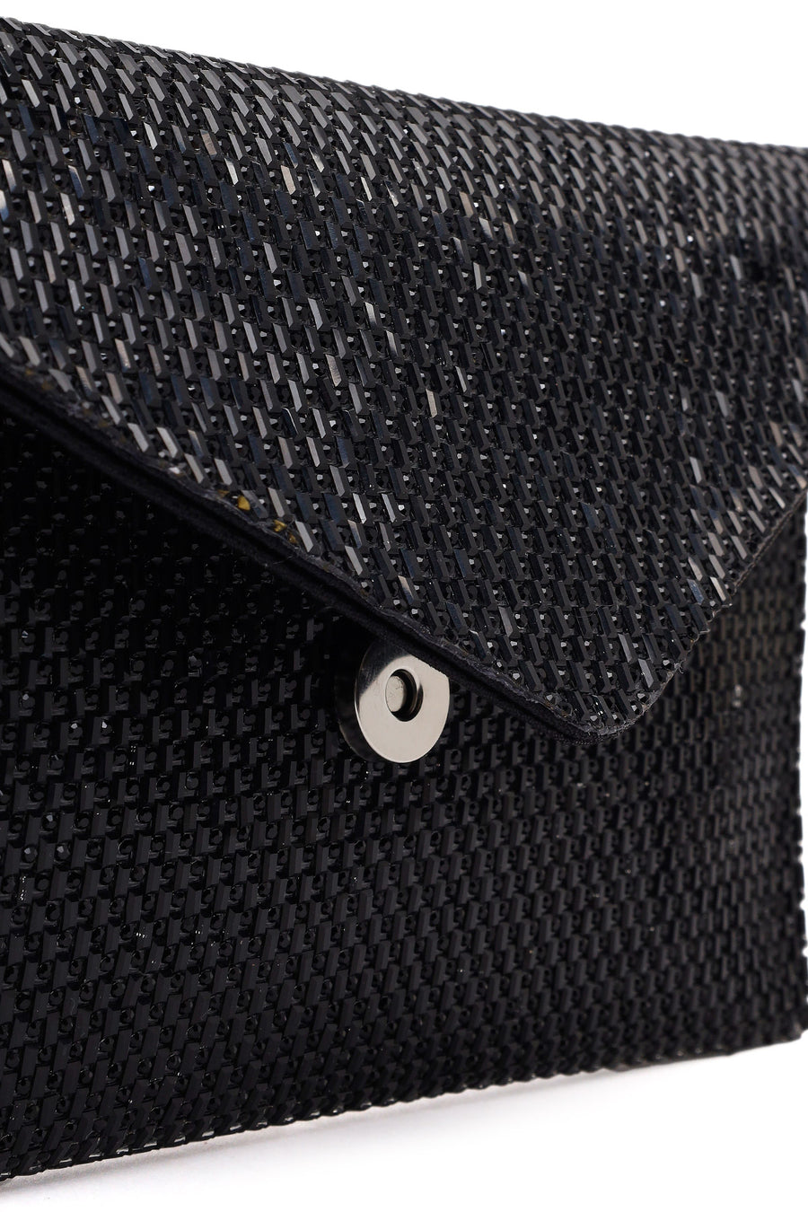 Woman Black Chain-Strap Rhinestone Evening Bag