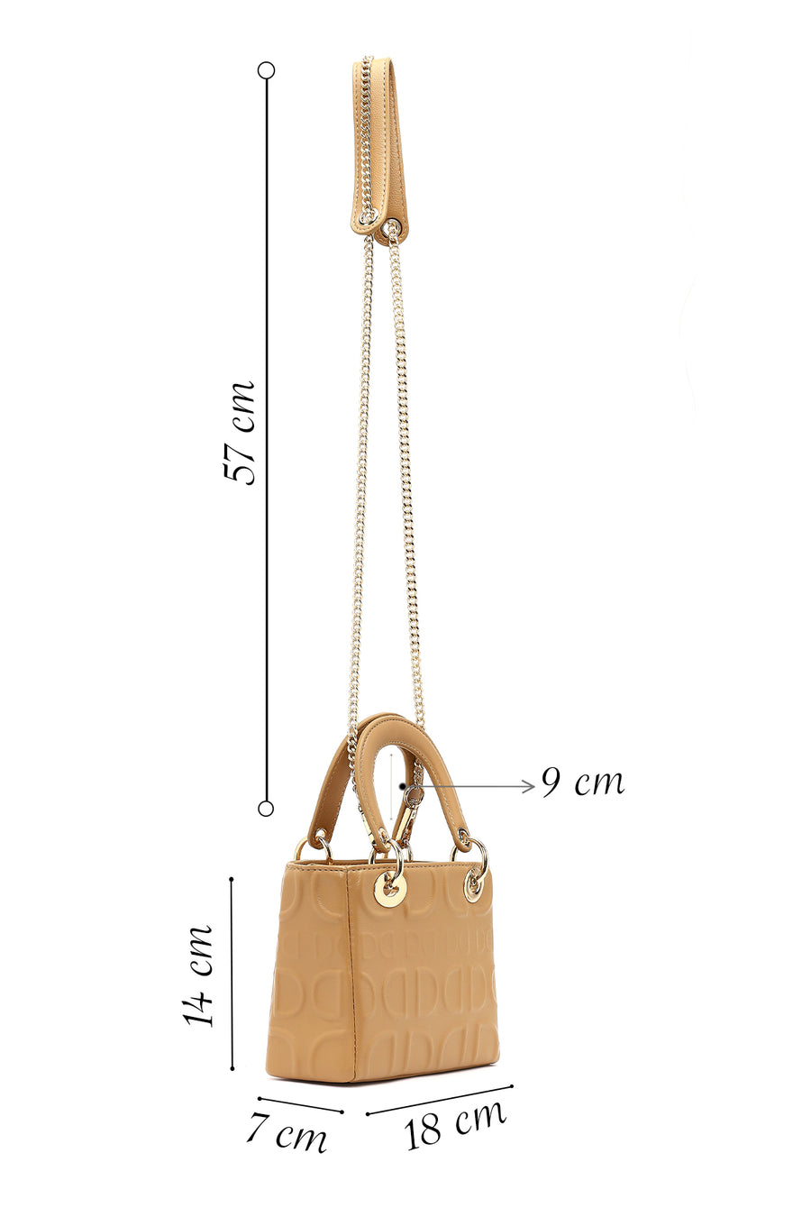 Women's Beige Long Strap Printed Mini Shoulder Bag