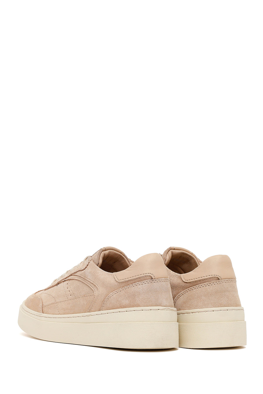 Woman Beige Lace-Up Suede Leather Sneaker