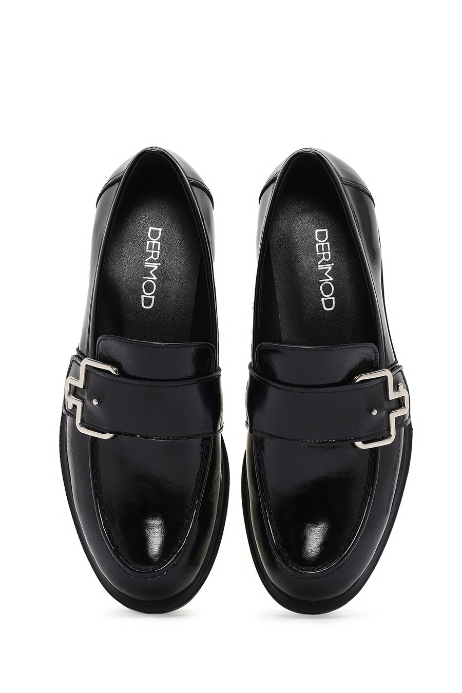 Women's Black Patent Leather Masculine Loafer
