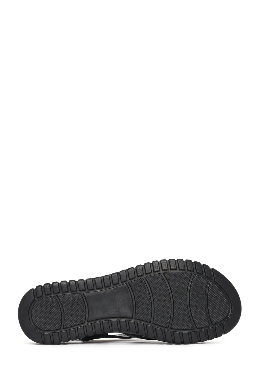Woman Black Chunky-Soled Leather Comfort Sandals