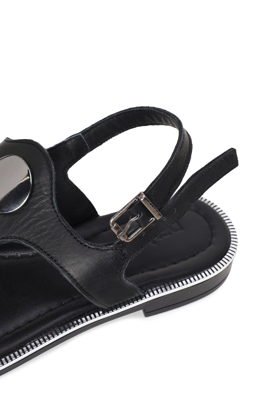Women's Black Leather Flip-Flop Sandals