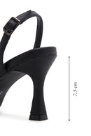 Women's Black Ankle Strap Stone Thin Heel Sandals | Derimod