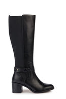 Geox Women's Black New Asheel Leather Zippered Boots | Derimod