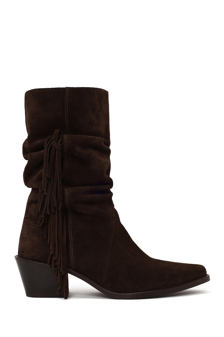 Woman Brown Chunky-Heeled Suede Cowboy Boots AF170025DS | Derimod