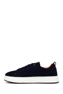 Male Navy Lace-up Suede Leather Sneaker | Derimod