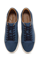 Men's Navy Blue Nubuck Leather Sneaker | Derimod