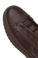 Erkek Kahverengi Bağcıklı Deri Sneaker | Derimod