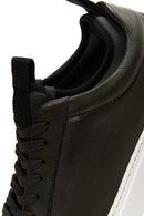 Men's Khaki Leather Thick Sole Sneaker with Socks | Derimod