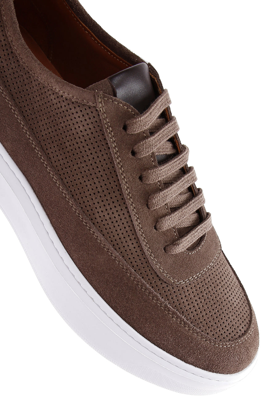 Erkek Vizon Bağcıklı Kalın Tabanlı Süet Deri Sneaker