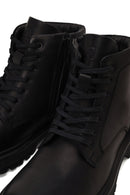 Male Black Lace-up Zip Closure Leather Boots | Derimod