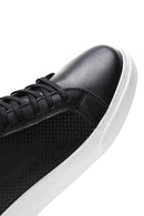 Men's Black Leather Printed Sneaker | Derimod