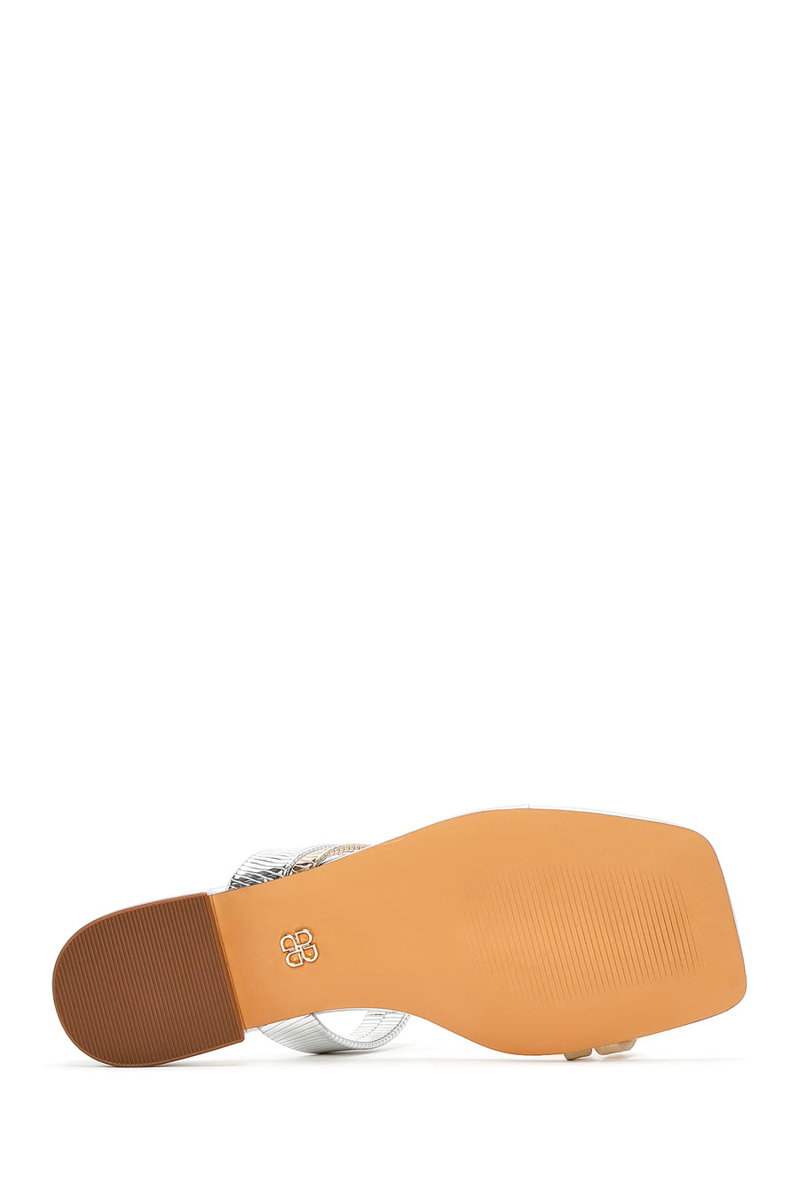 Woman Gray Stone-Embellished Metallic Slipper