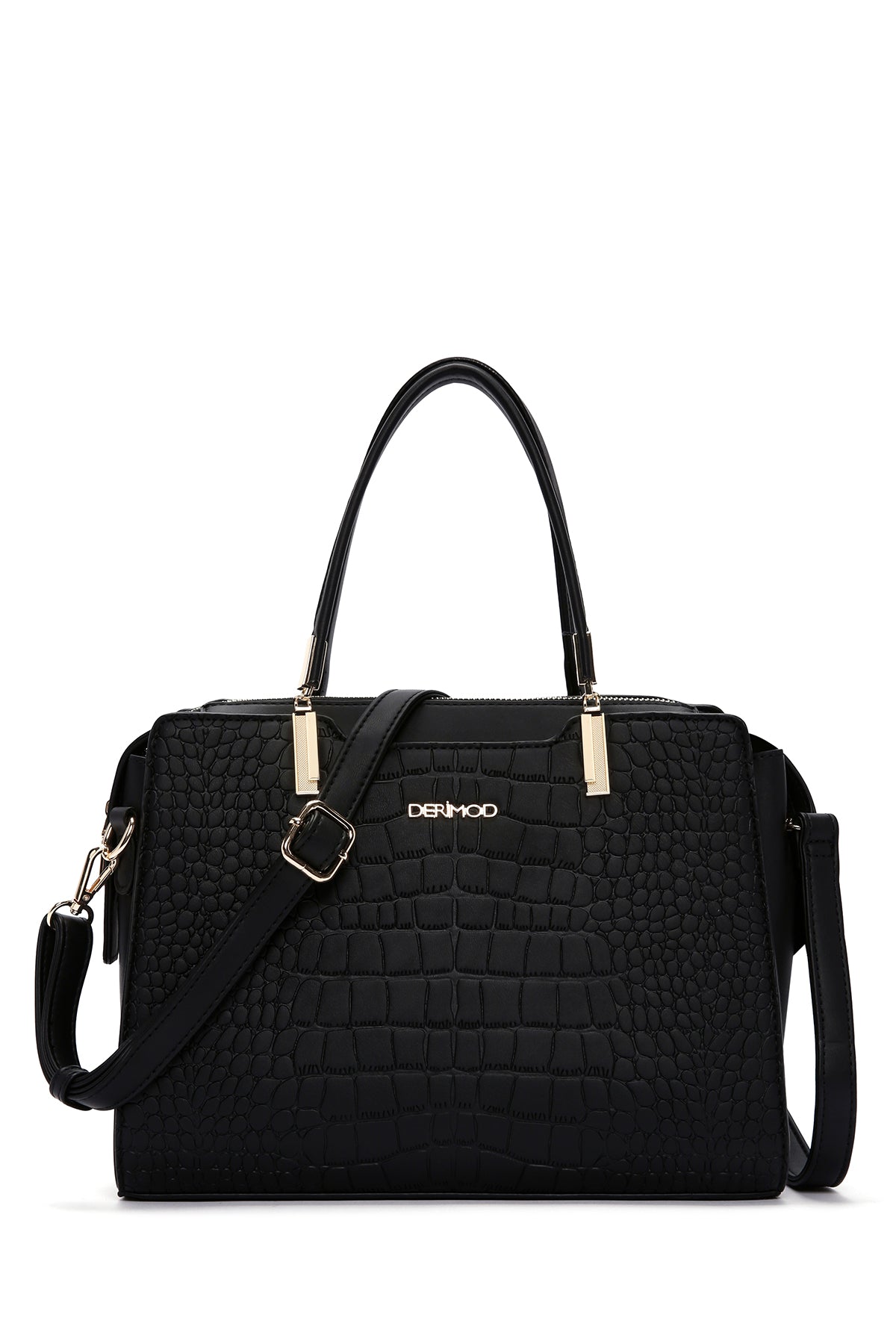 Women's Black Long Strap Crocodile Handbag 23WBD2813E3 | Derimod