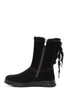 Women's Black Zippered Suede Boots | Derimod