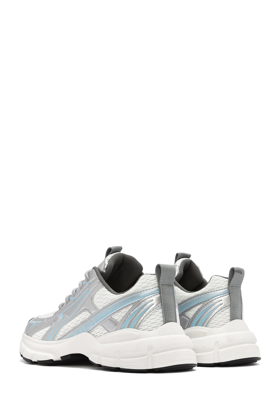 Kadın Mavi Kalın Tabanlı Bağcıklı Sneaker