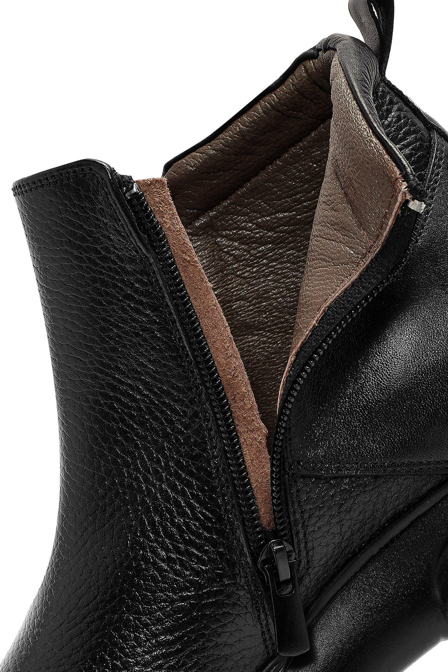 Men's Black Zippered Leather Casual Boots