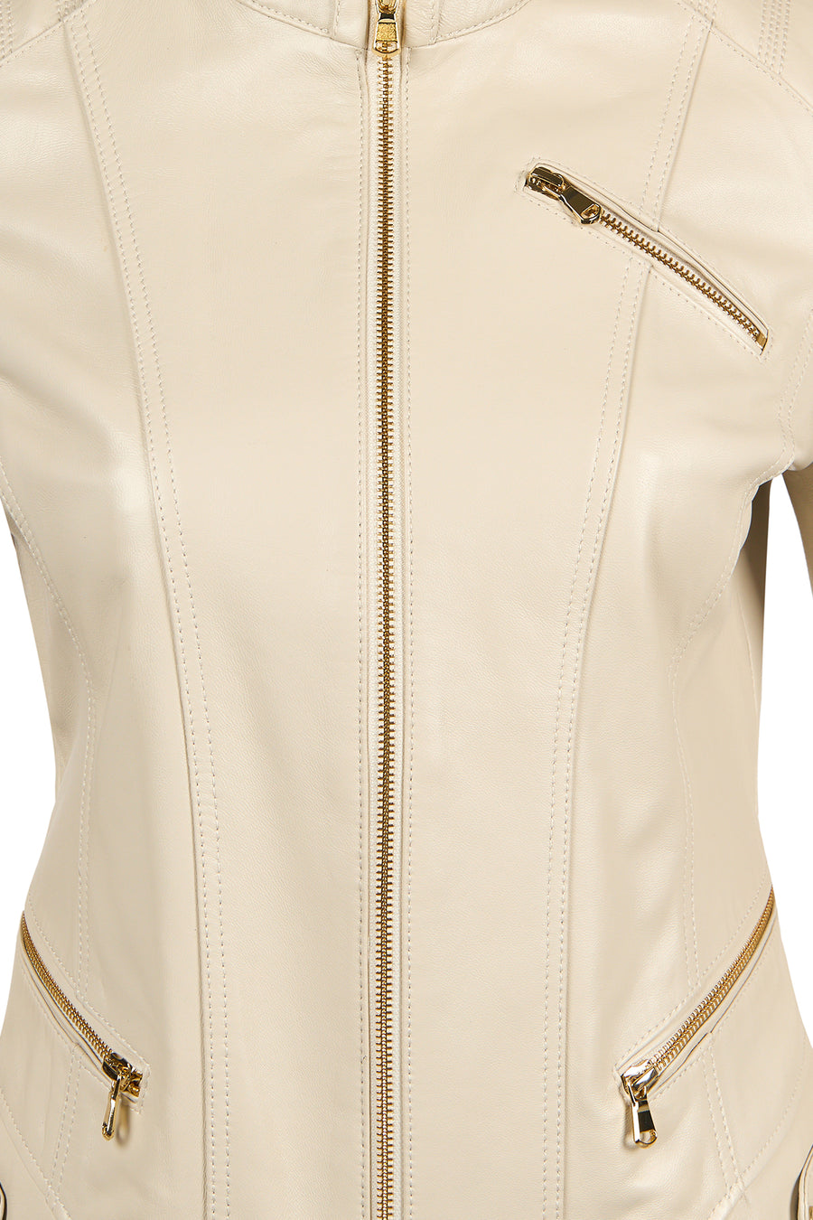 Donna Women's Beige Short Leather Jacket