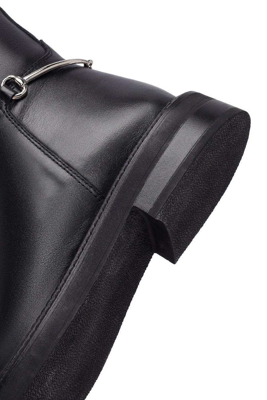 Woman Black Zip Closure Leather Boots