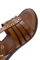 Women's Tan Ankle Strap Leather Bodrum Sandals | Derimod