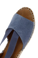 Women's Navy Blue Leather Sandals | Derimod