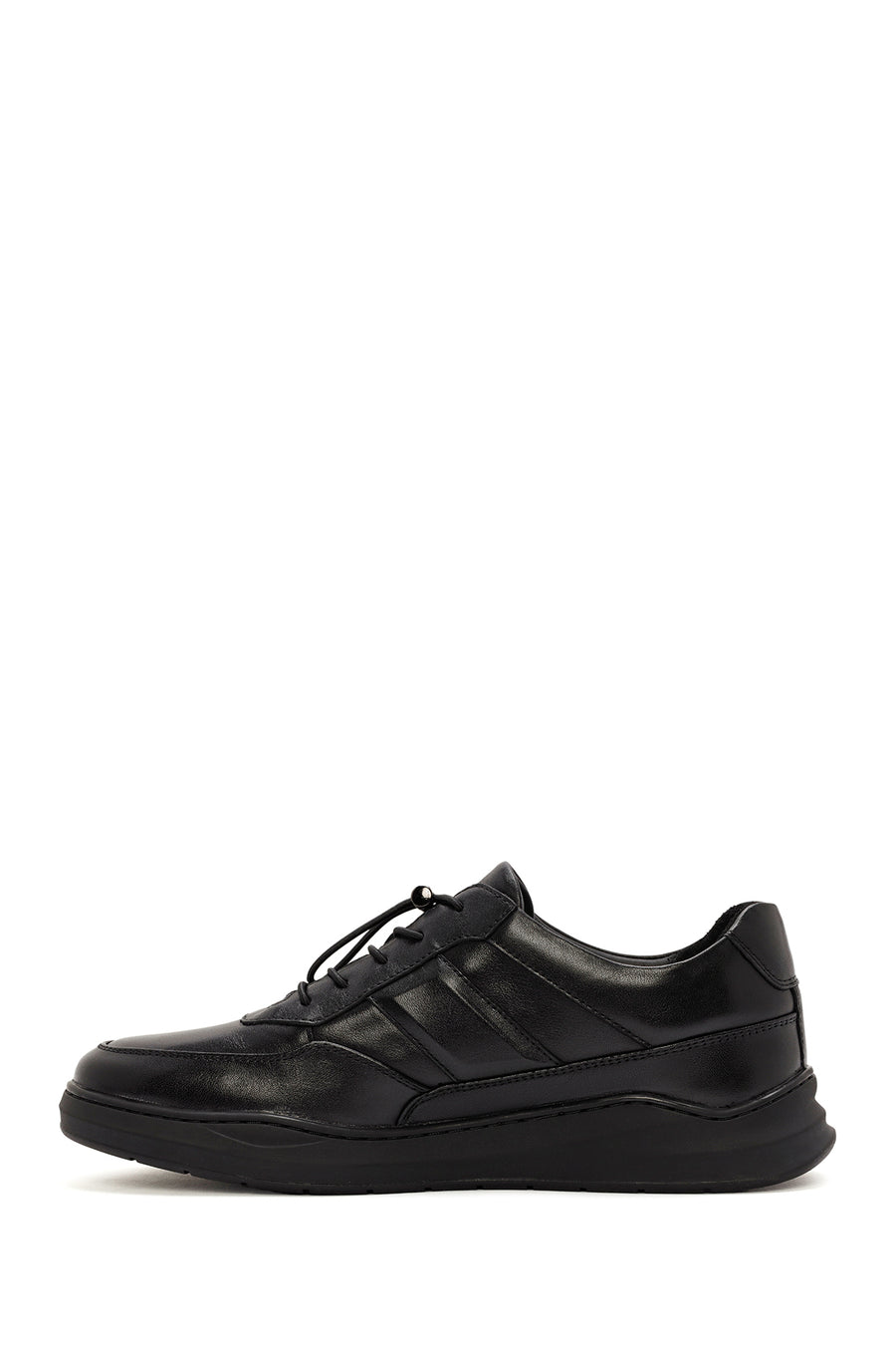 Men's Black Lace-up Leather Sneaker