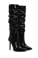 Women's Black Thin Heeled Patent Leather Boots | Derimod