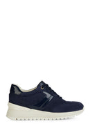 Geox Women's Navy Blue Desya Lace-Up Leather Sneaker | Derimod