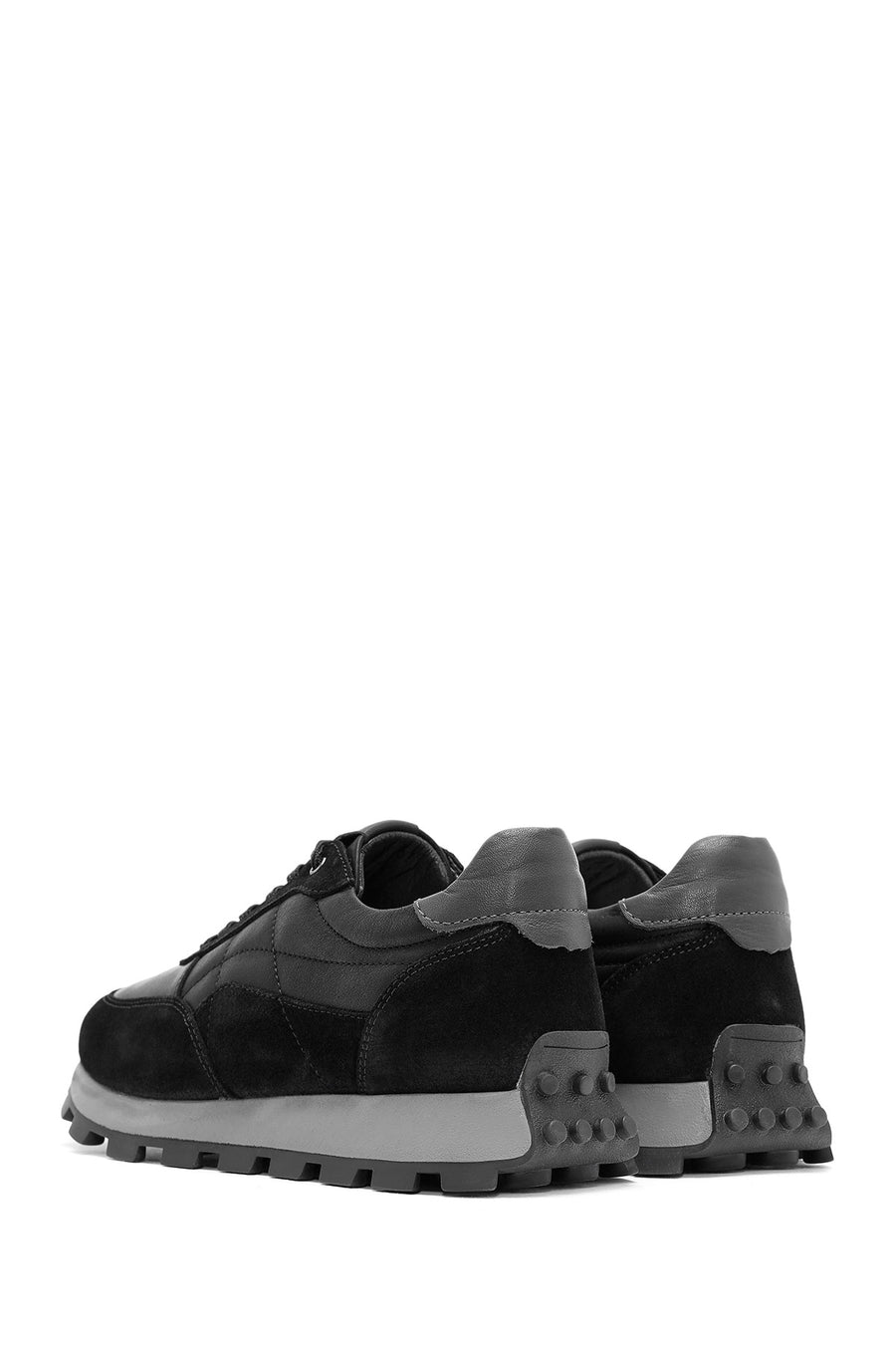 Men's Black Lace-up Leather Sneaker