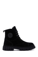 Men's Black Zippered Suede Leather Casual Boots | Derimod