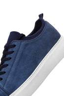 Men's Blue Suede Leather Thick Soled Sneaker | Derimod